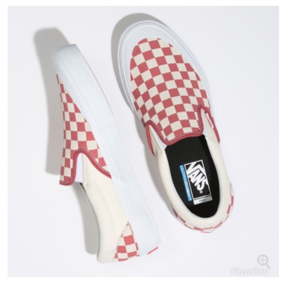 Vans Slip On Skate Shoes  Checkerboard Mineral Red - Picture 4 of 9